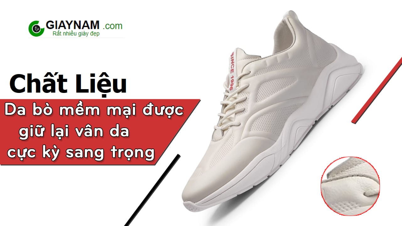 Giày thể thao tăng chiều cao màu trắng nhập khẩu GOG